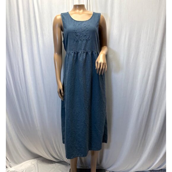 Erika and Co Womens Sleeveless Denim Dress Size Petite Medium Vintage Country - Picture 1 of 7